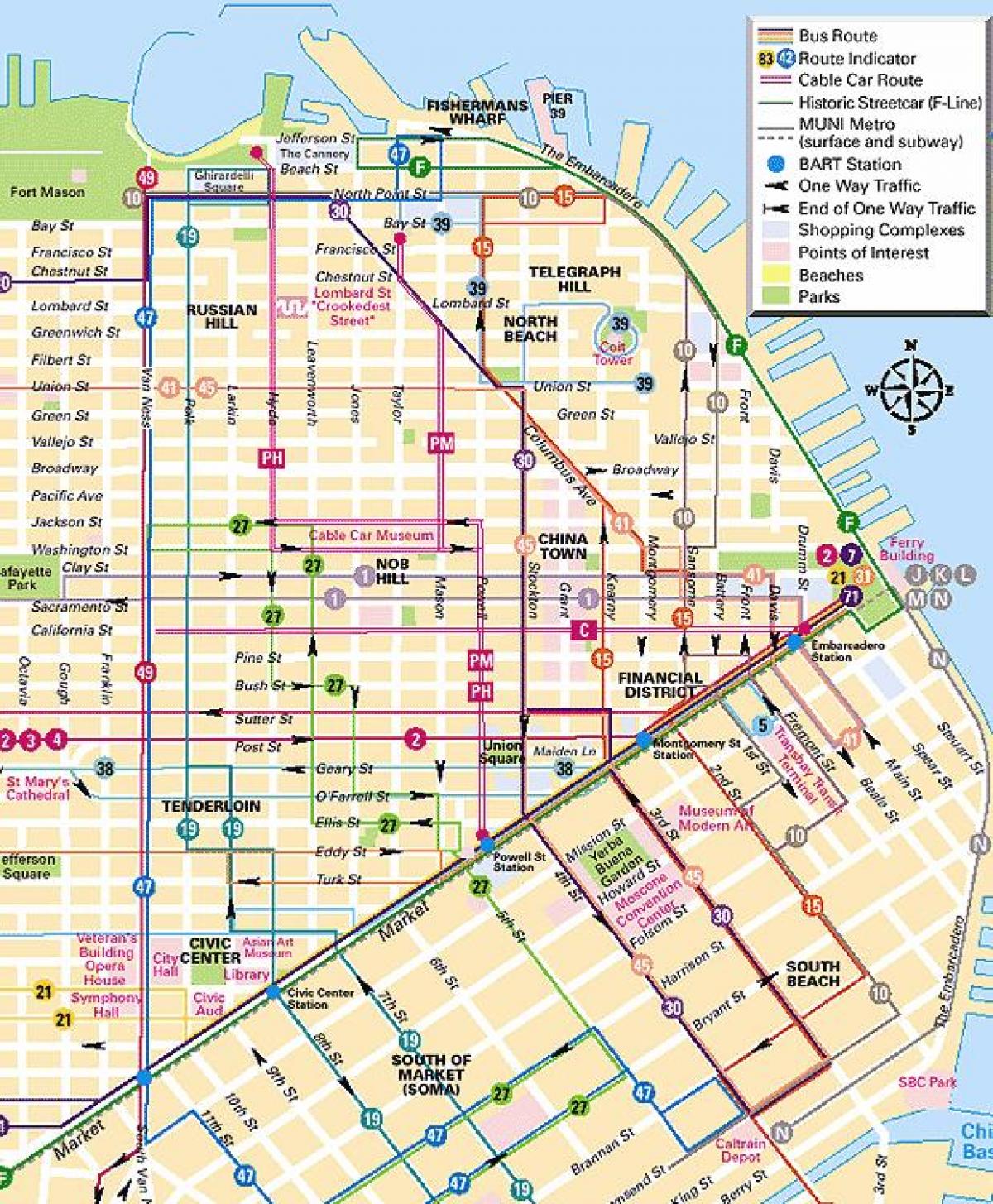 cable car lines San Francisco map