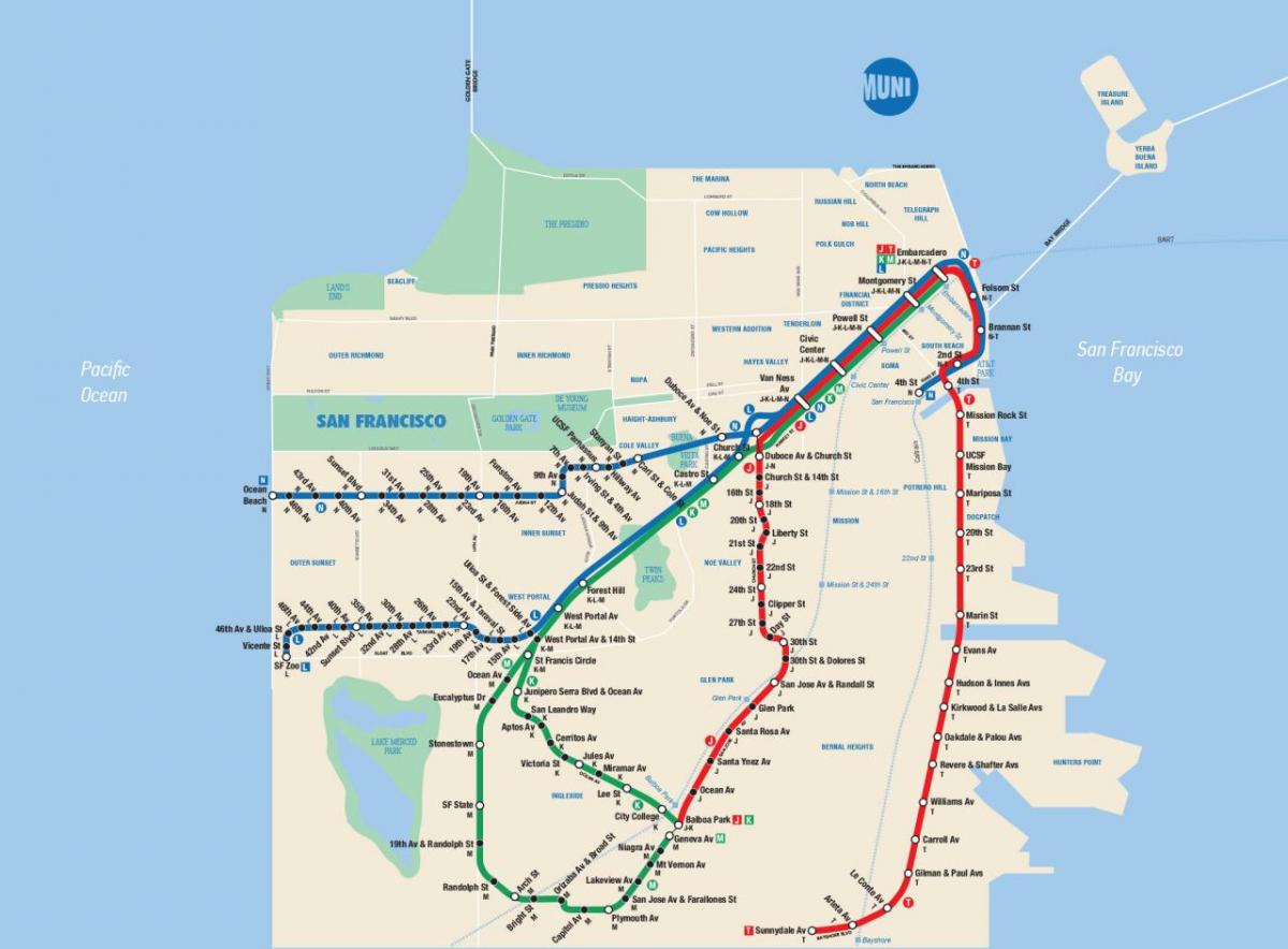 Map of San Francisco muni app
