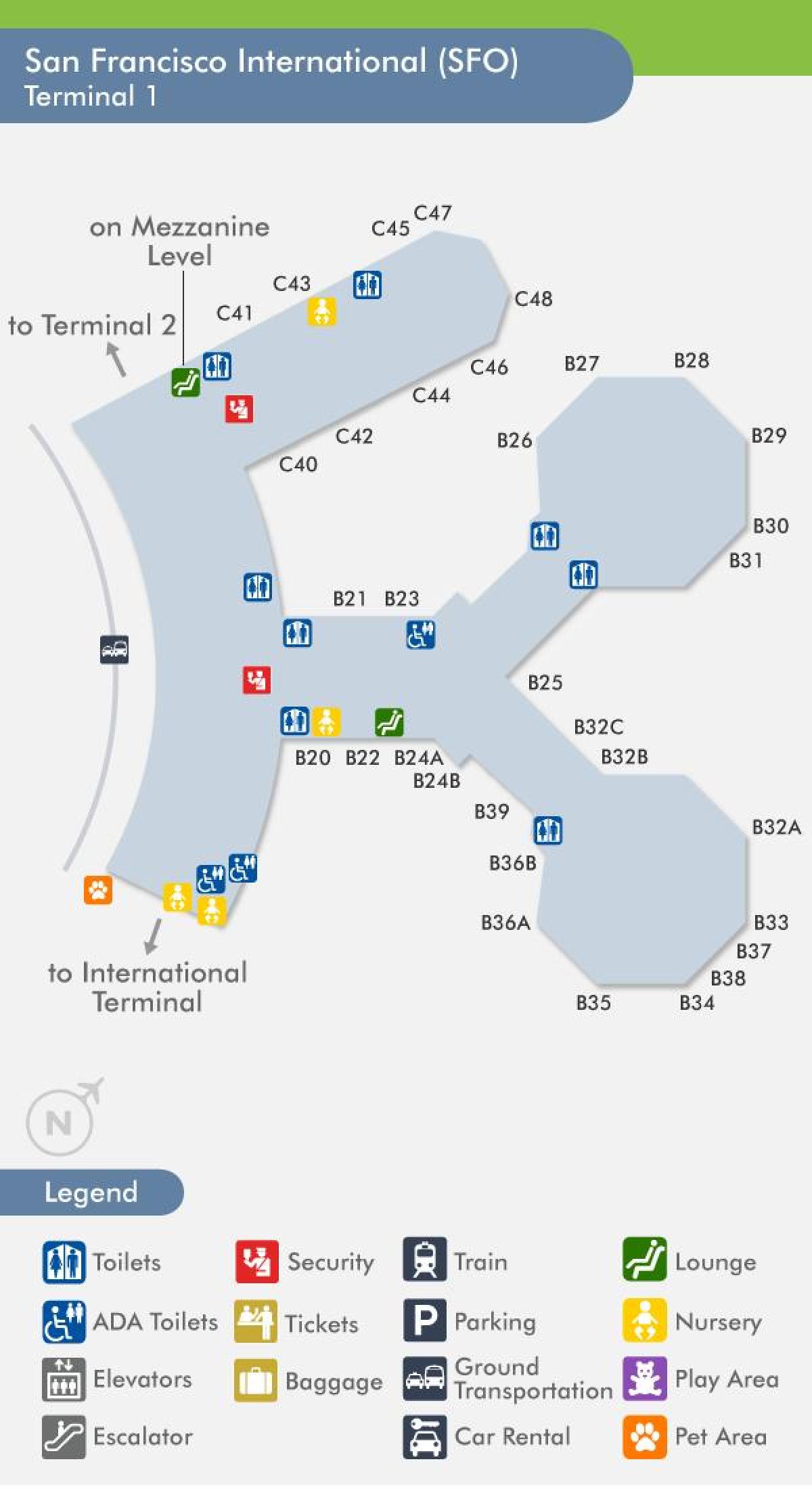 San Francisco airport terminal 1 map