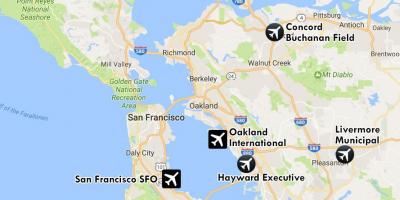 Airports near San Francisco map