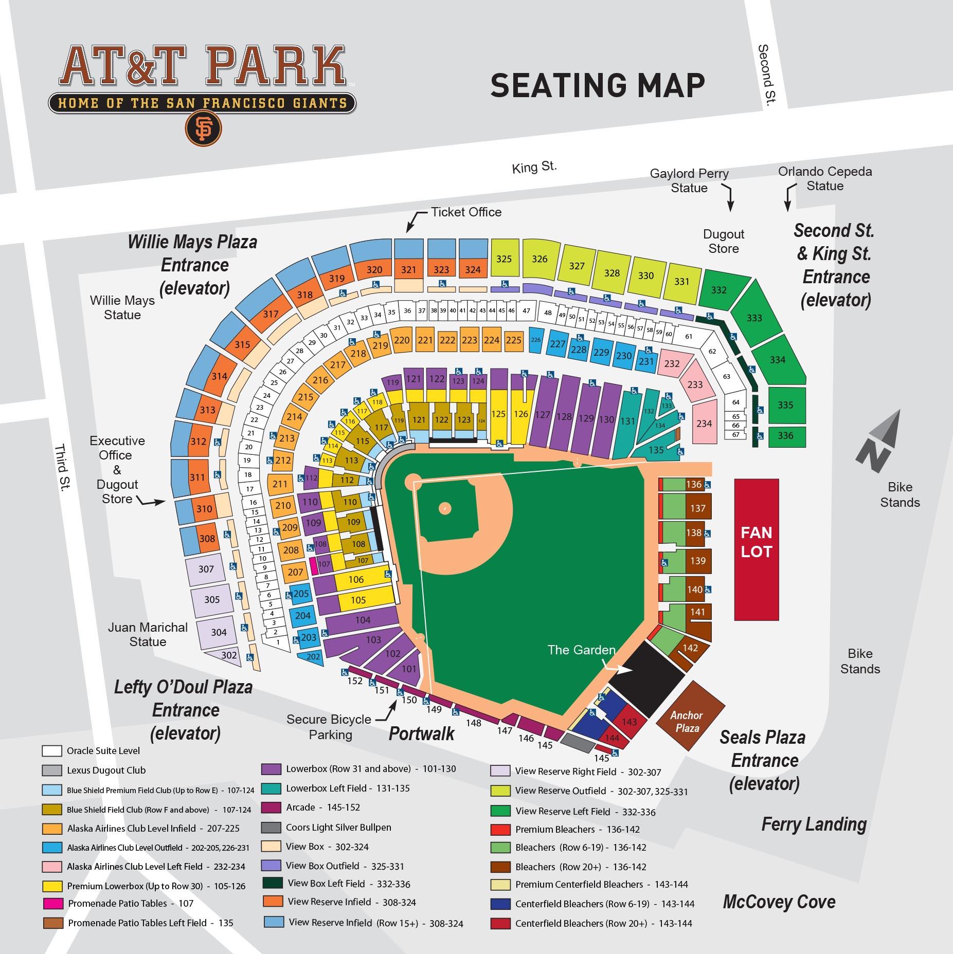 At&T Park San Francisco Map At&t park map   At&t park San Francisco map (California   USA)