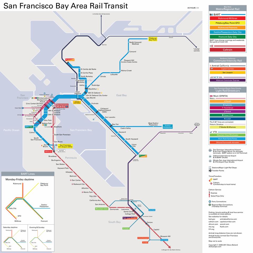 Bart route map San Francisco - Bart stations San Francisco map ...