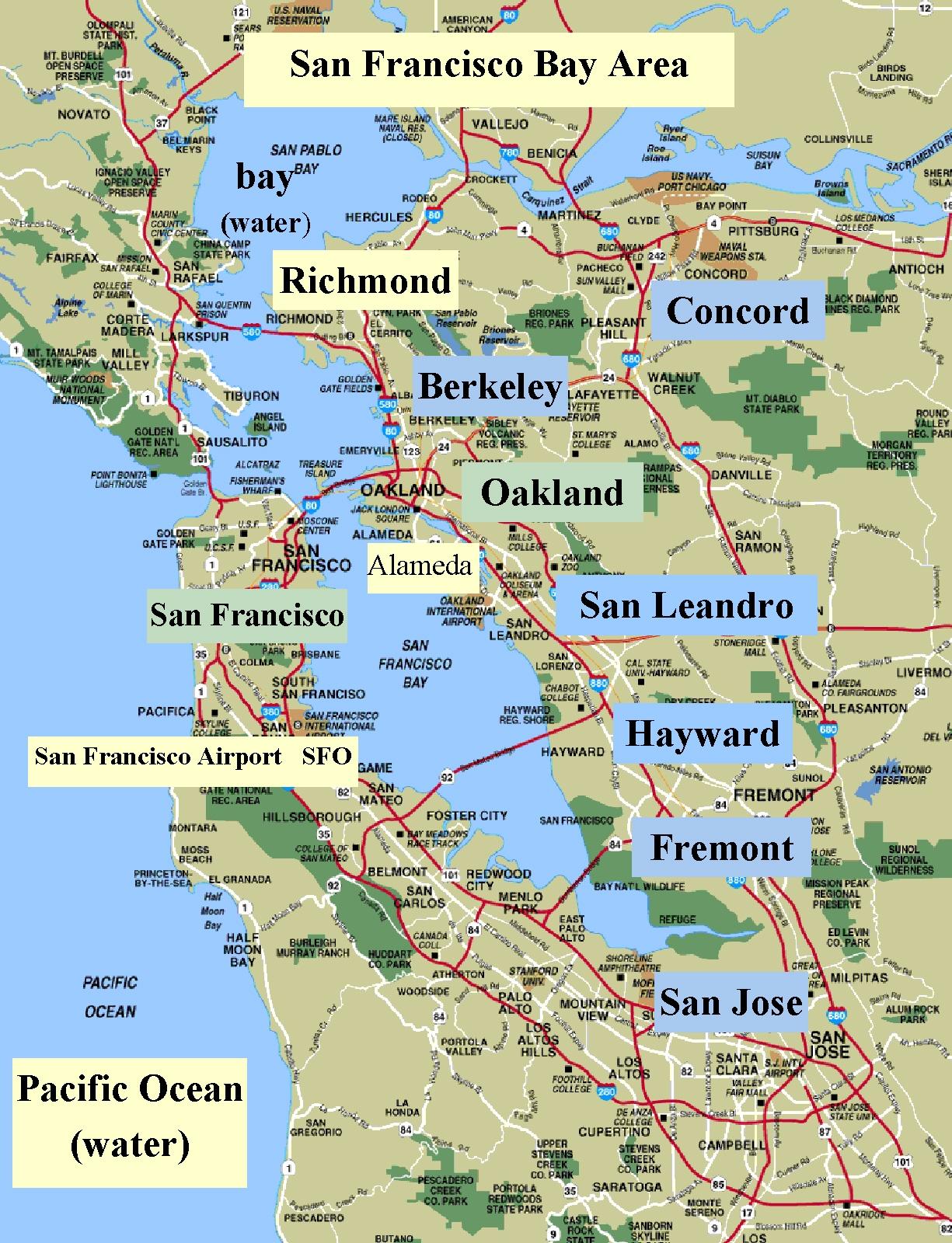 bay area cities map Map Of San Francisco Bay Area Cities Map Of San Francisco Area bay area cities map