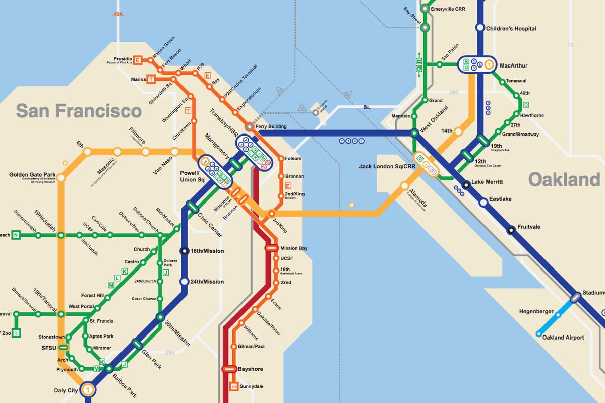 Metro San Francisco map San Francisco underground map California USA 