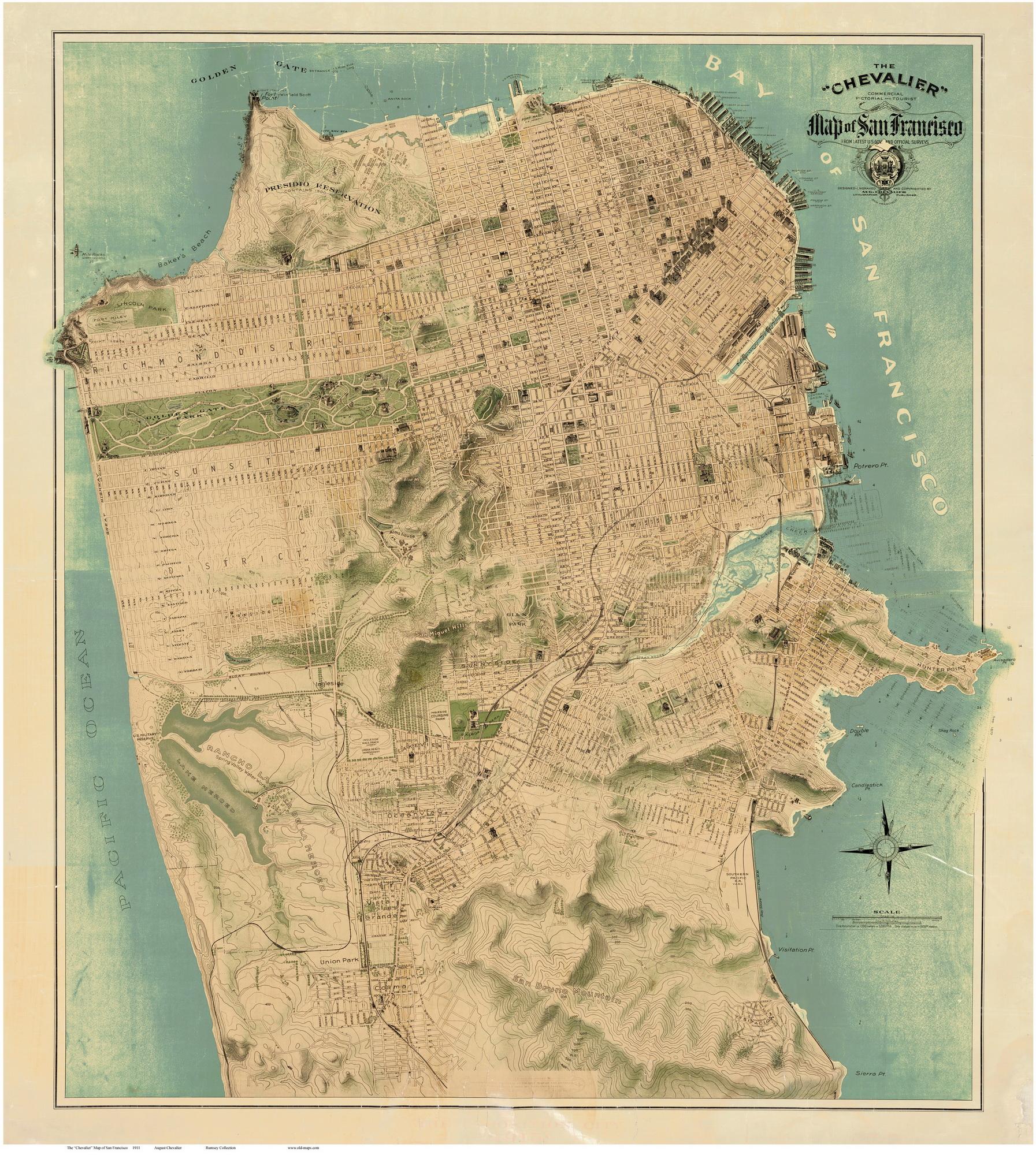 Old San Francisco map - Map of old San Francisco (California - USA)