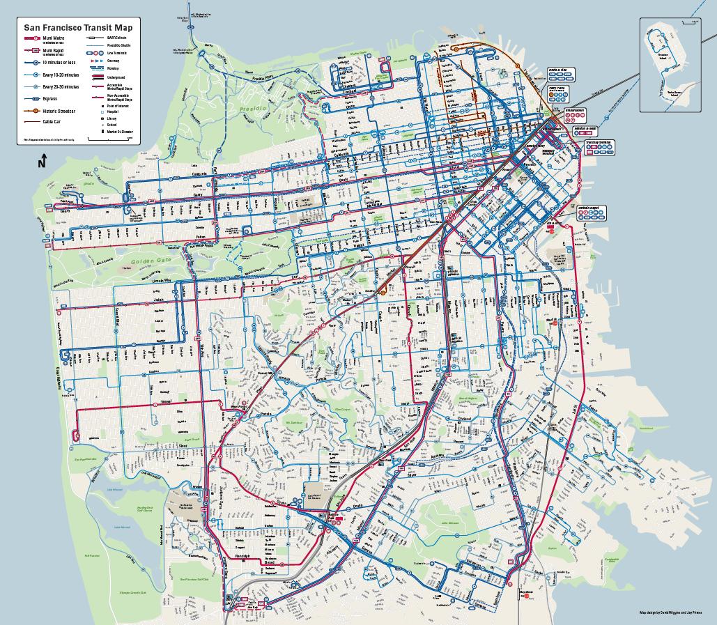Sf Bus Map San Francisco Bus System Map California Usa