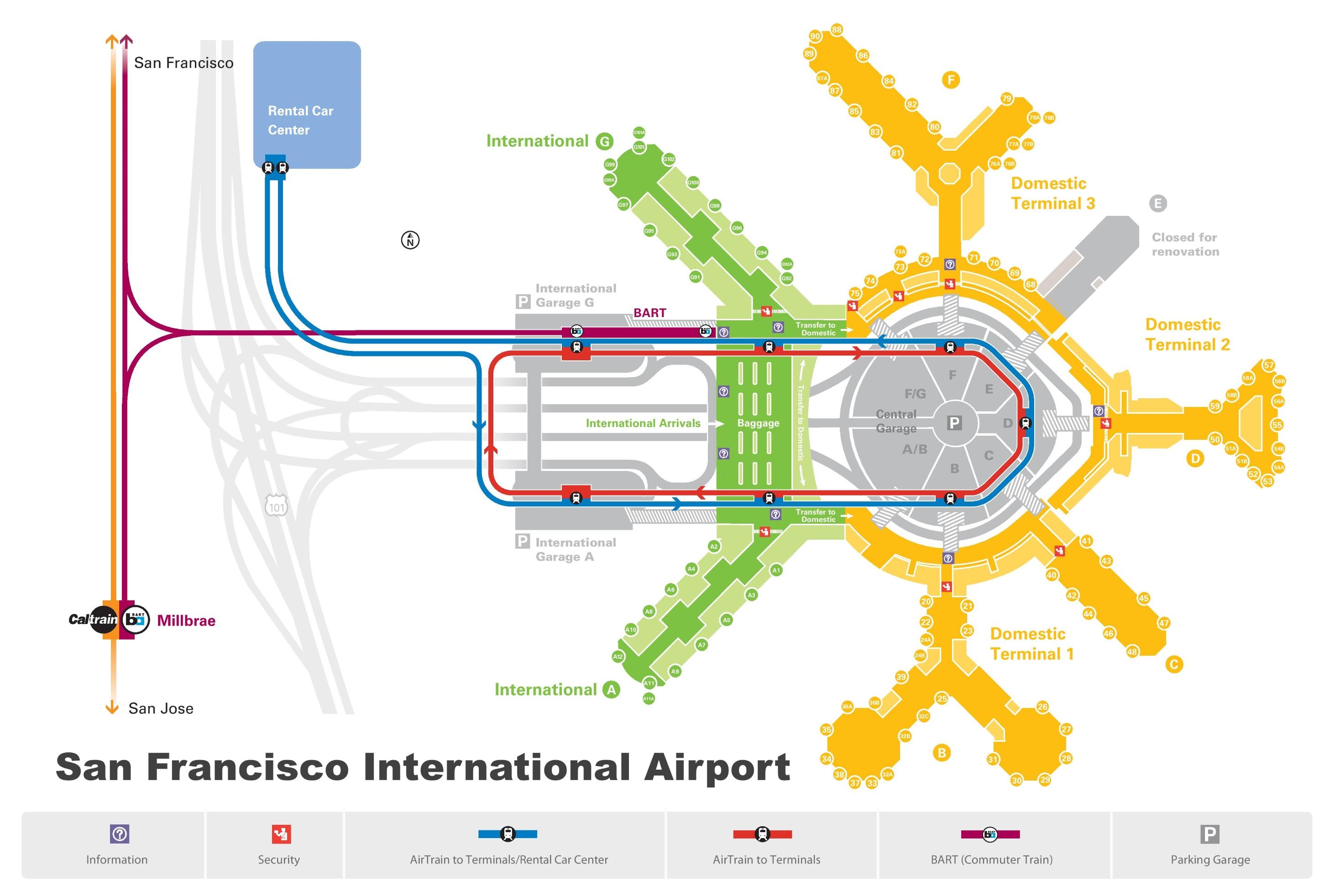 SFO airport car rental map San Francisco airport rental car map