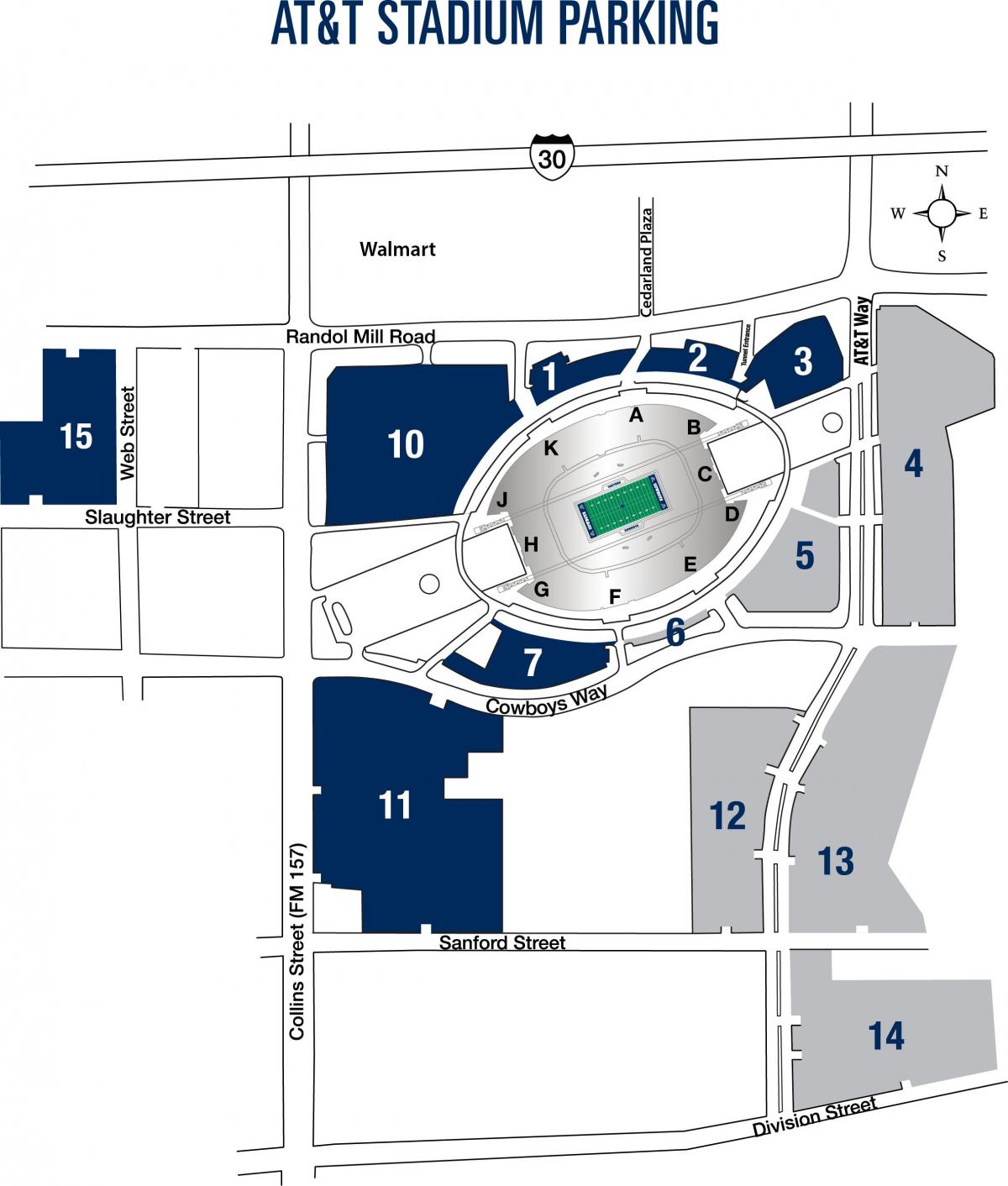at&t parking map