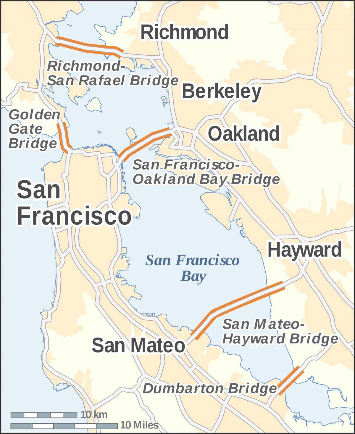 Map of bay area bridges