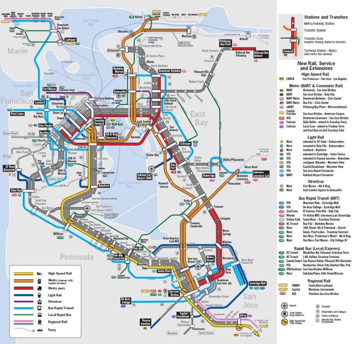 Map of bay area train