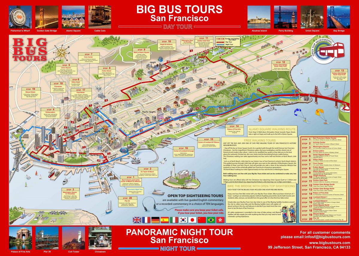 Big bus tour San Francisco map - Big red bus San Francisco ...