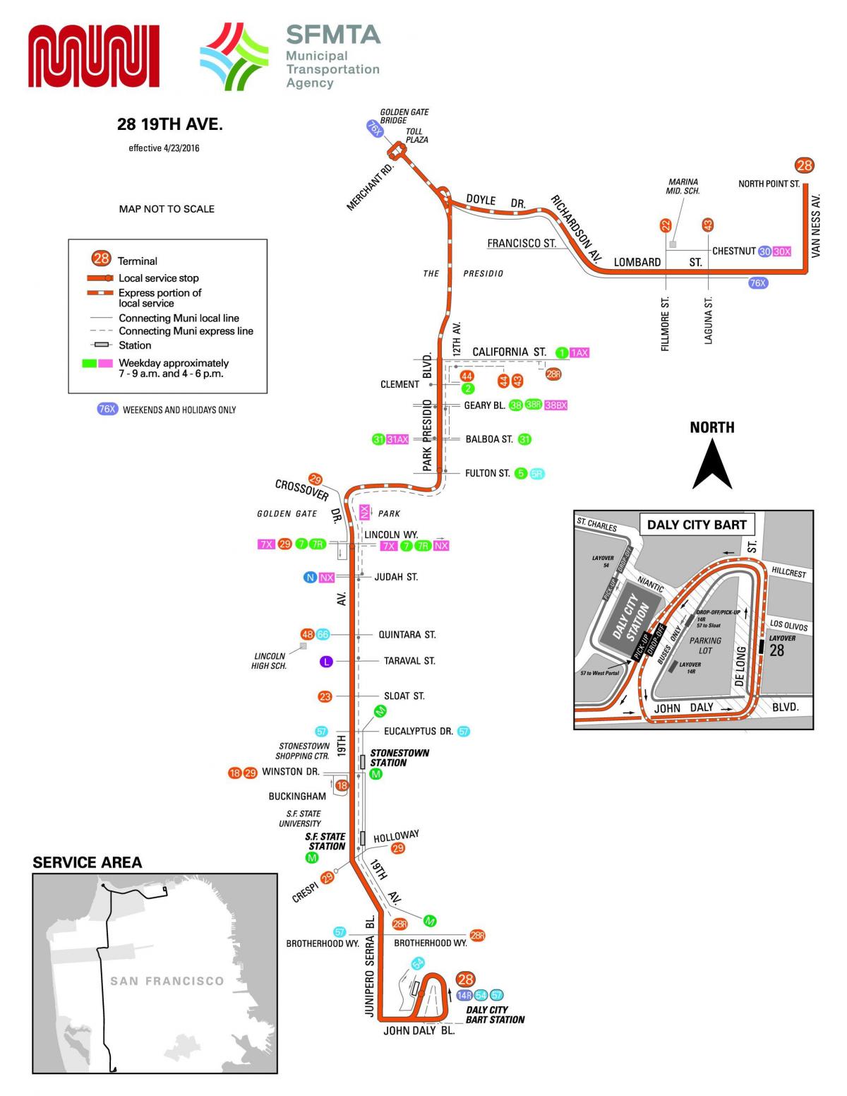 San Francisco bus 28 route map