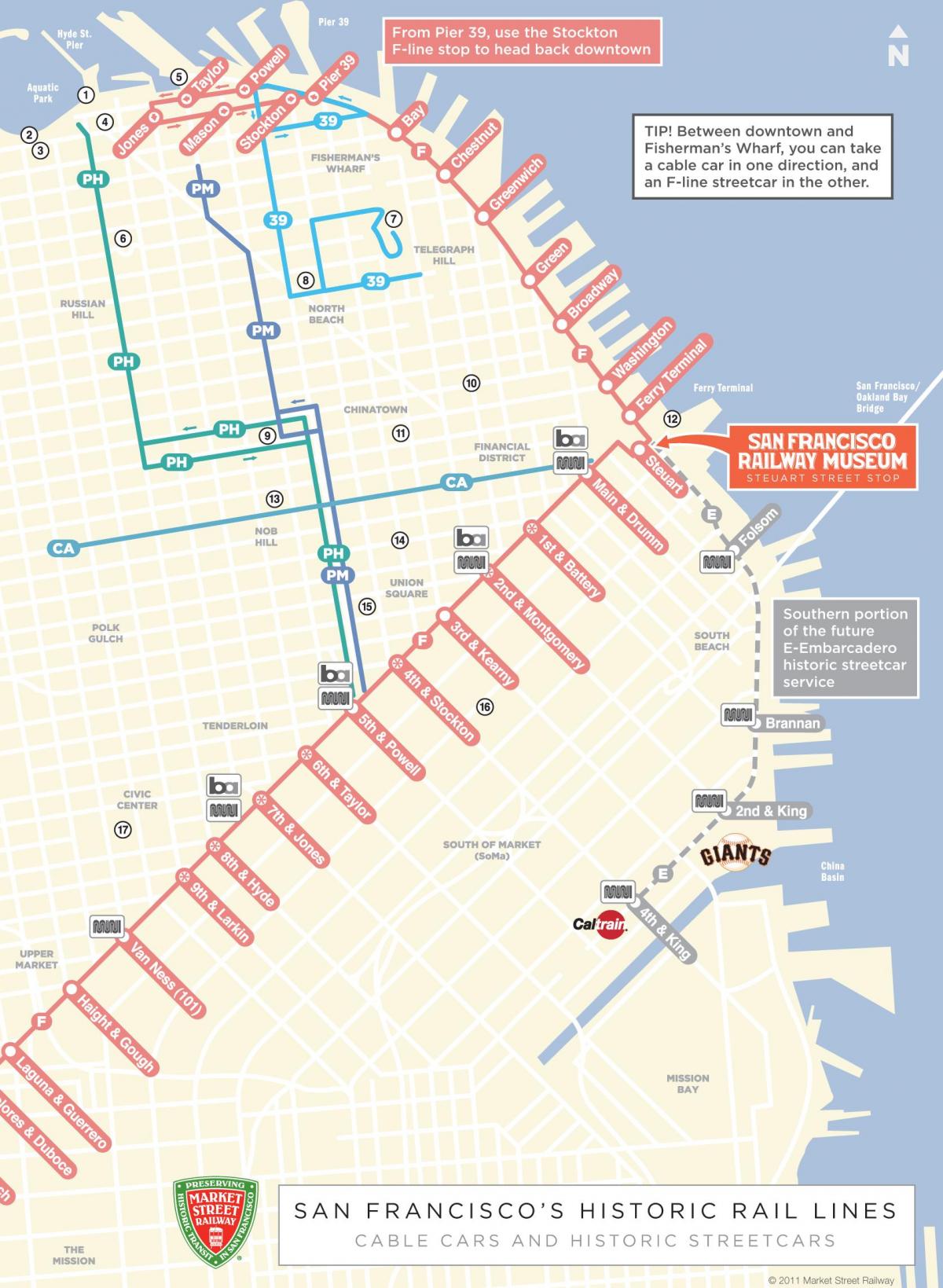 Map of cable car route San Francisco ca