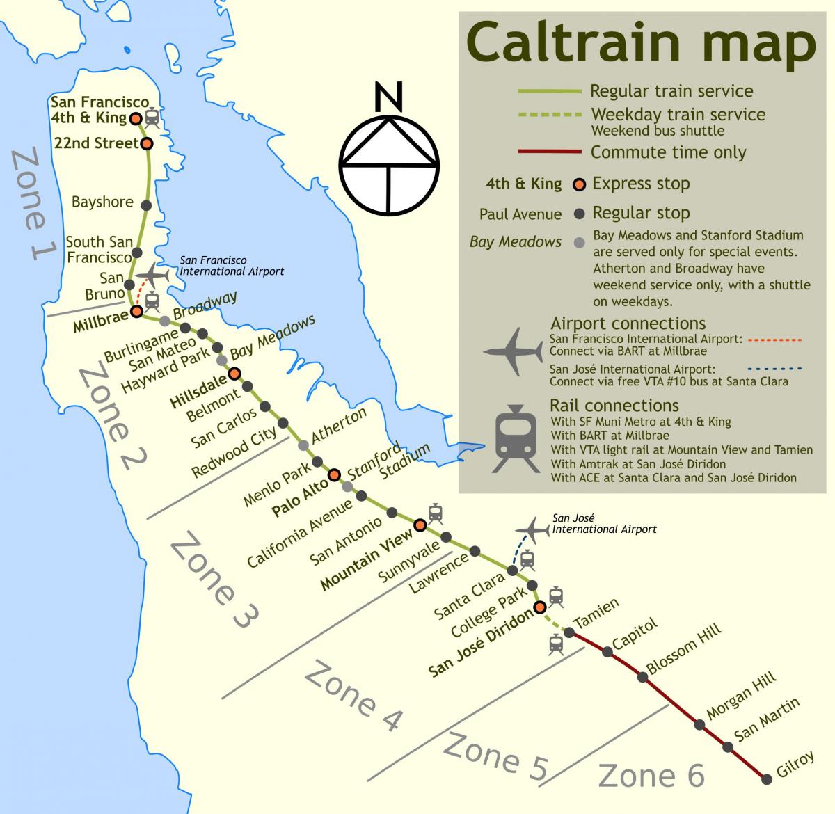 caltrain stops map
