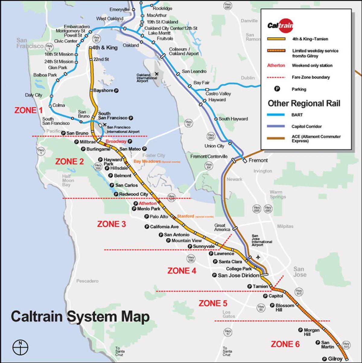 caltrain route map