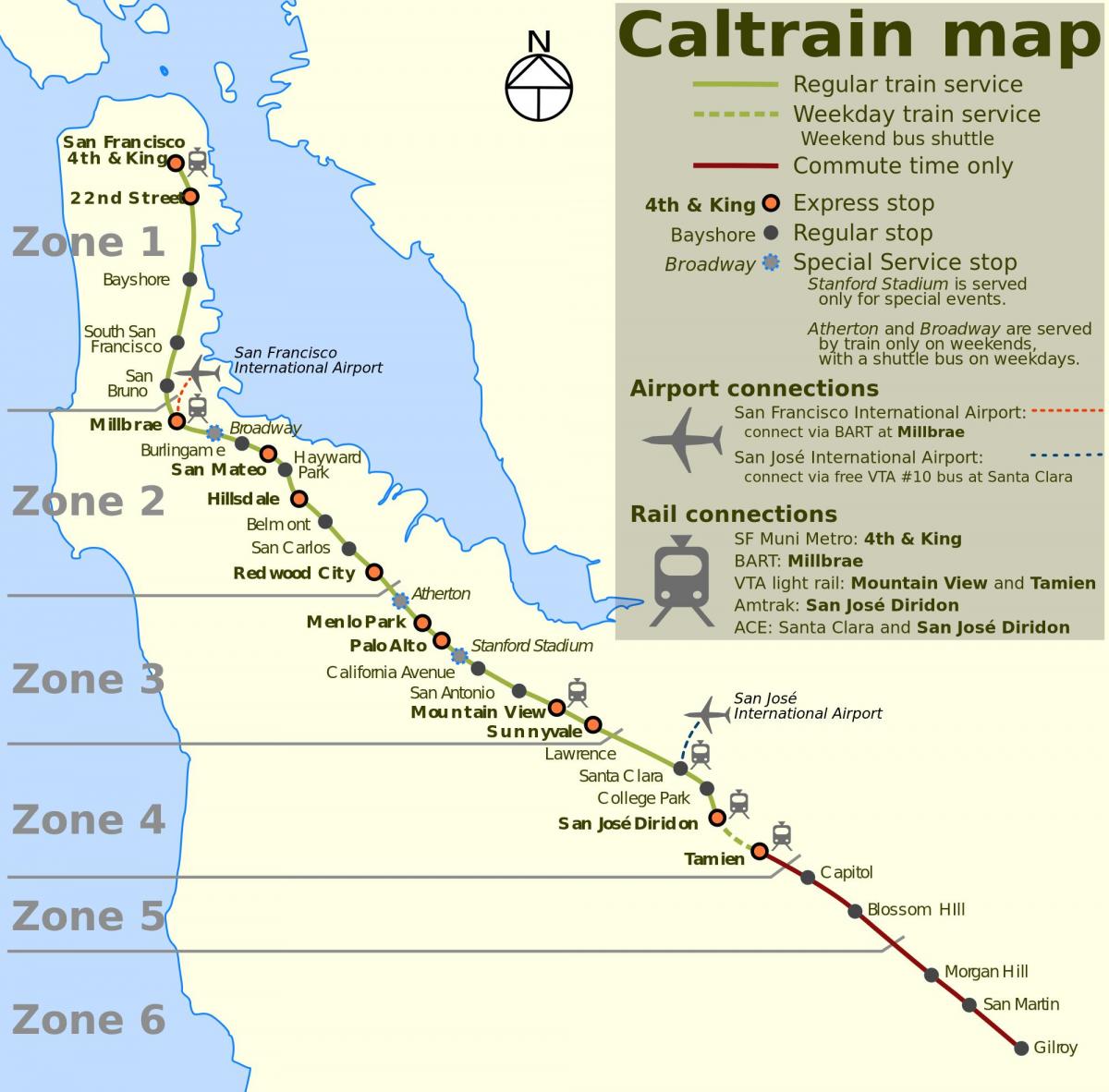San Francisco caltrain map