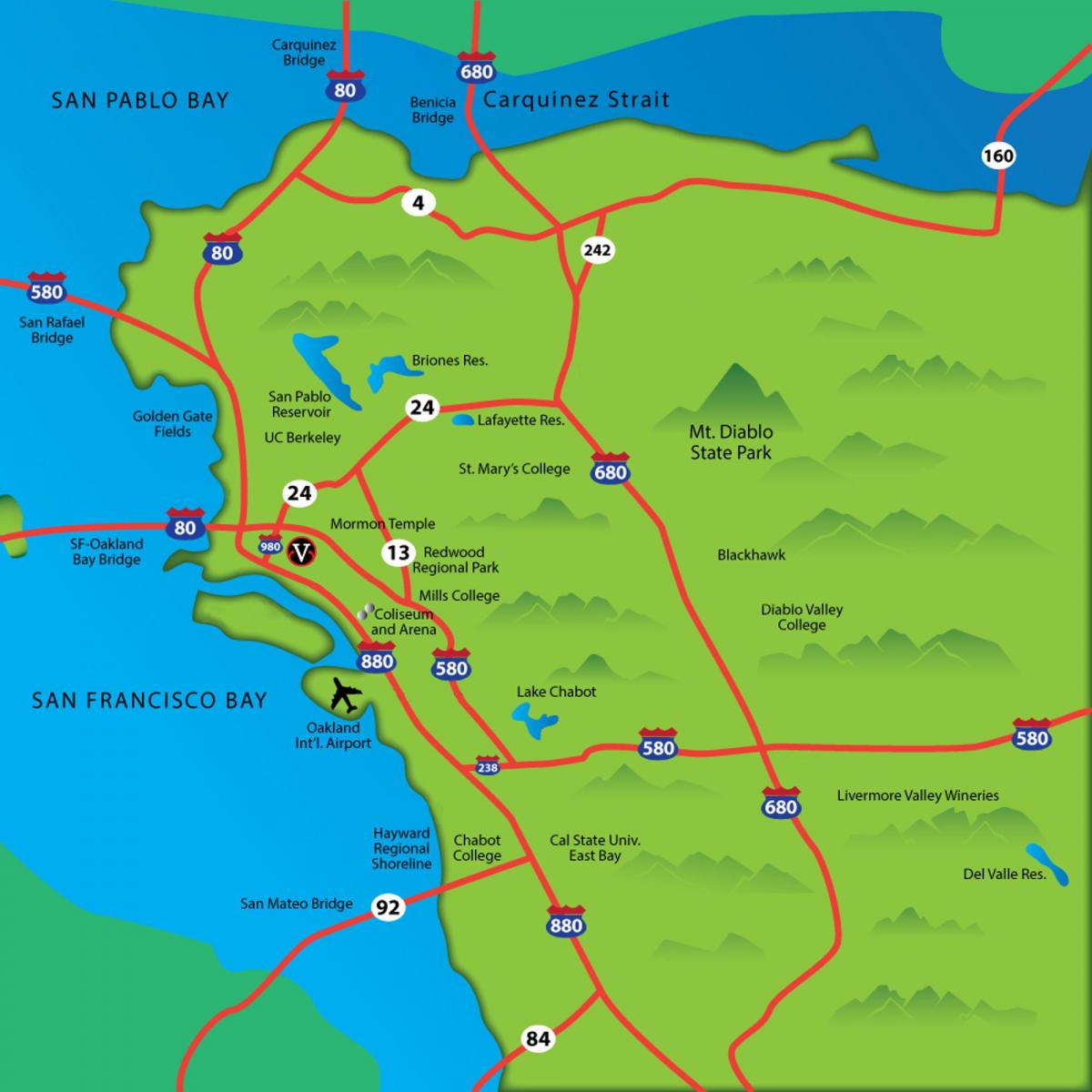 map of east bay area ca