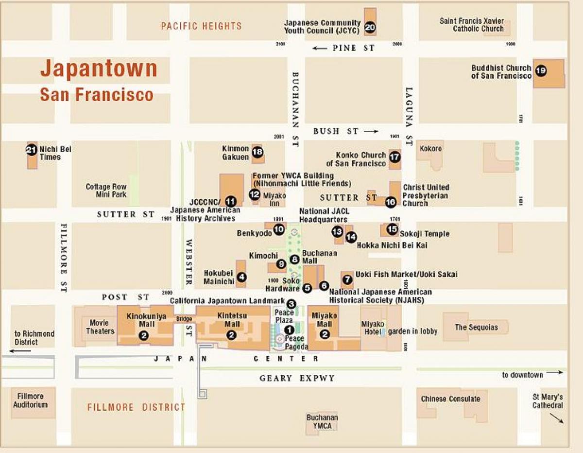 Map of japantown San Francisco