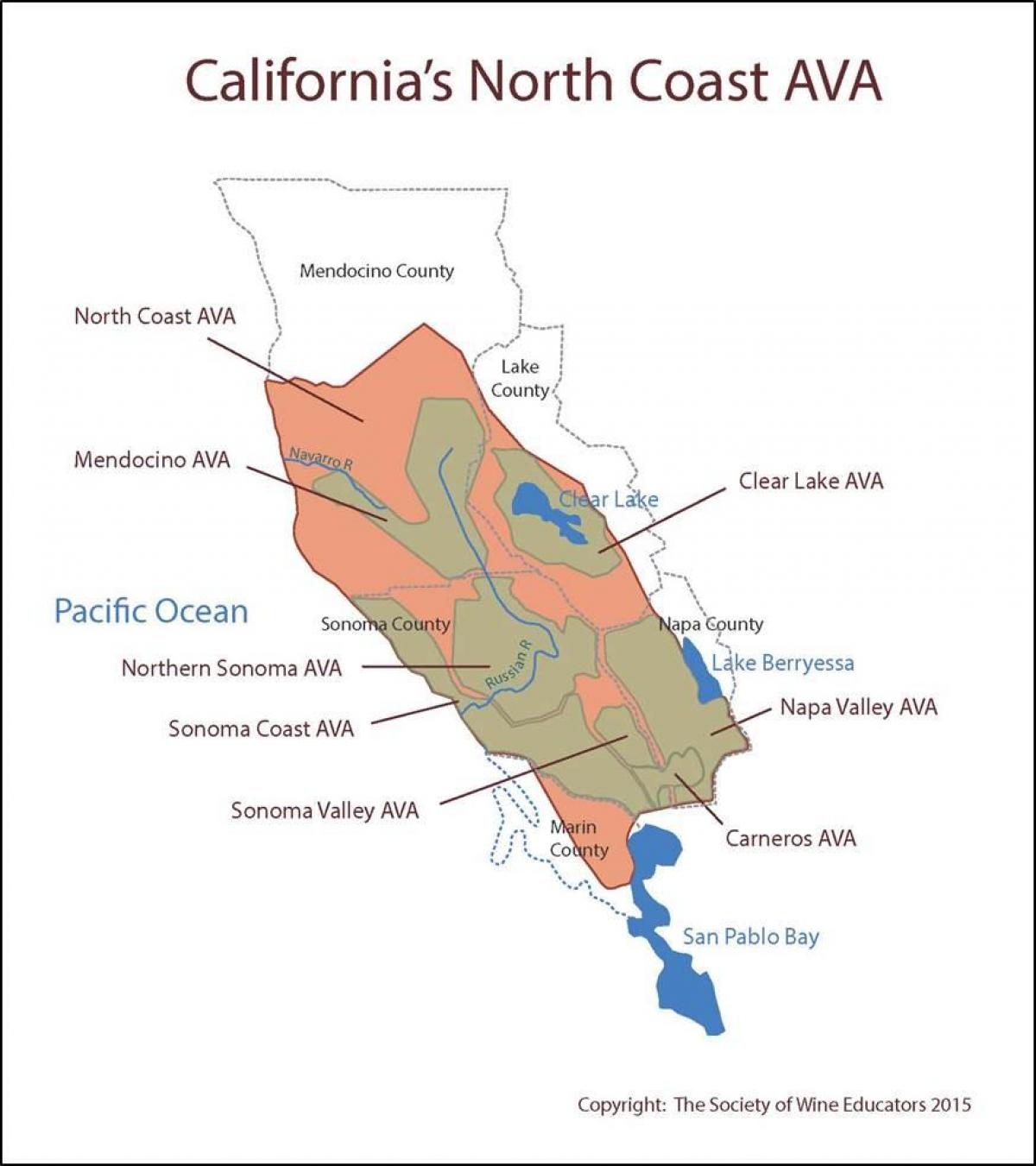 Map of california coast north of San Francisco