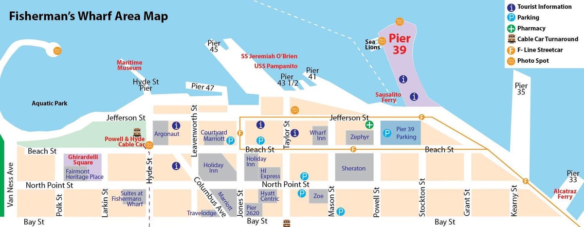 map of San Francisco fisherman's wharf area