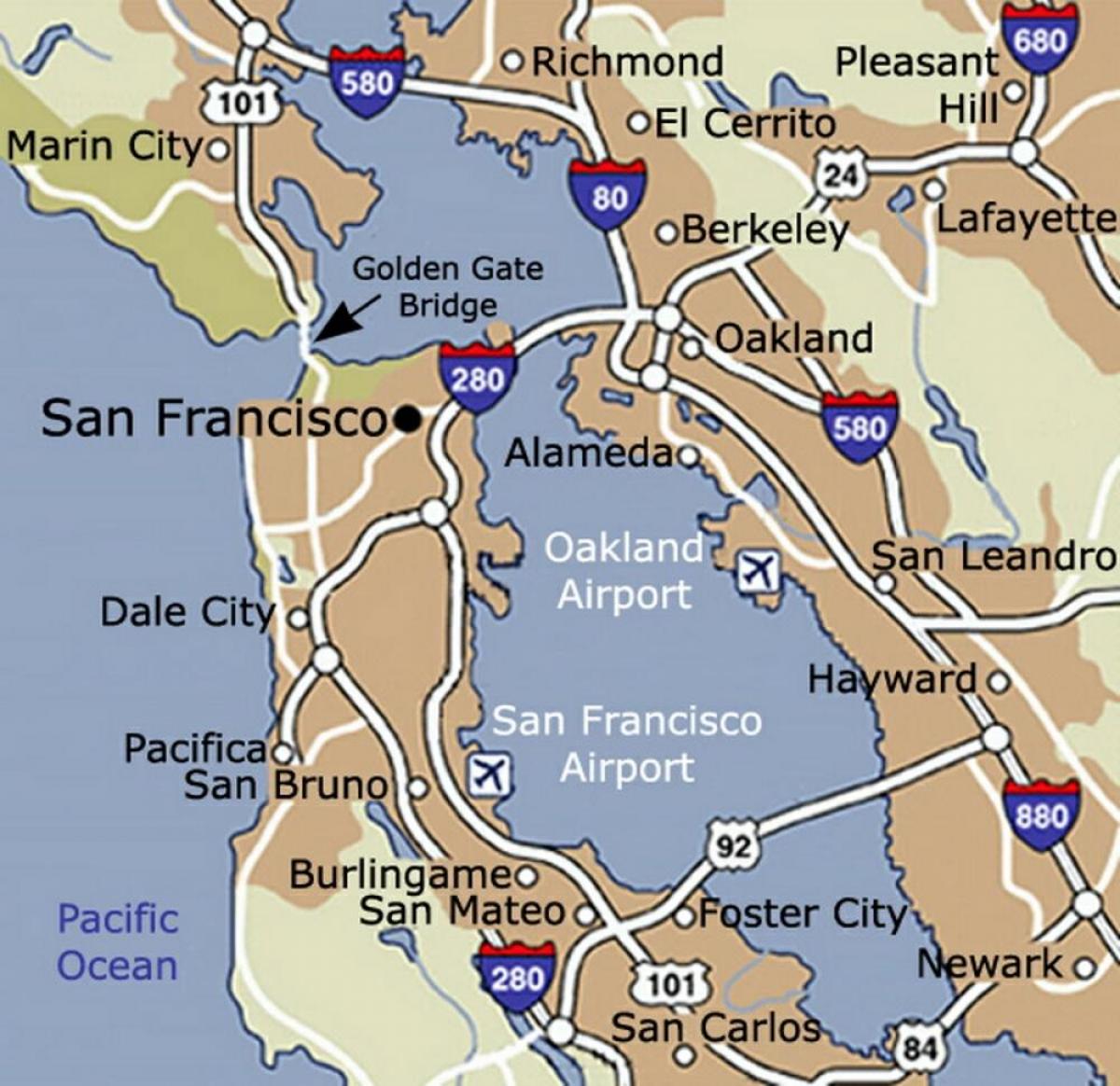 Map of San Francisco airport and surrounding area
