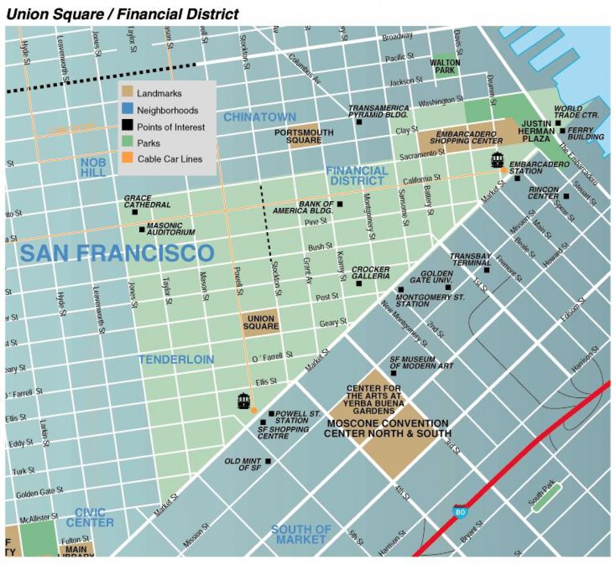 Map of union square area San Francisco
