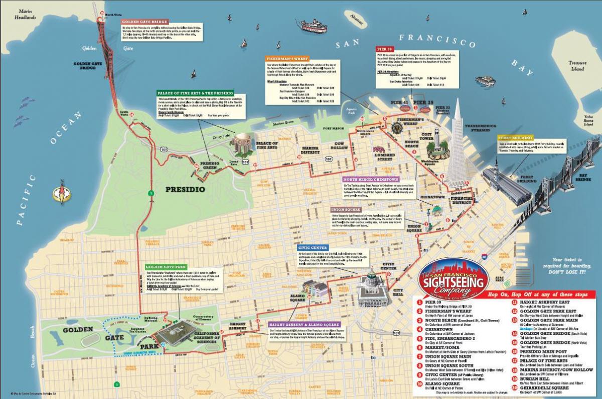 Map of San Fran hop on hop off 