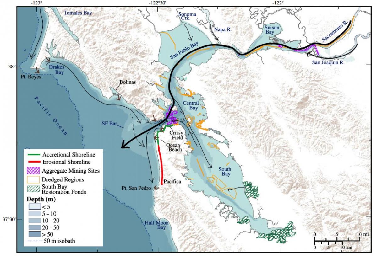 Map of San Francisco bay depth