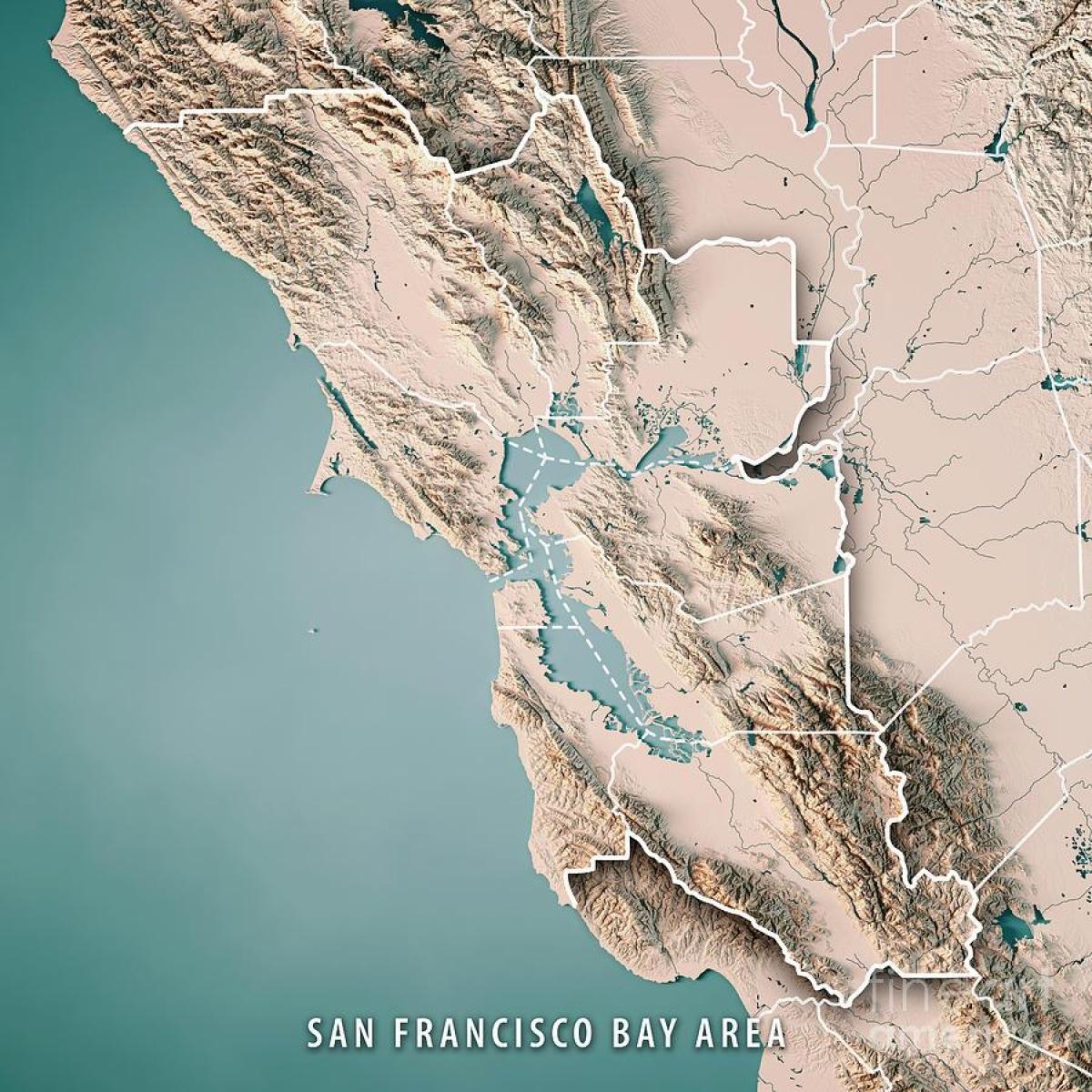 Map of San Francisco bay topographic 