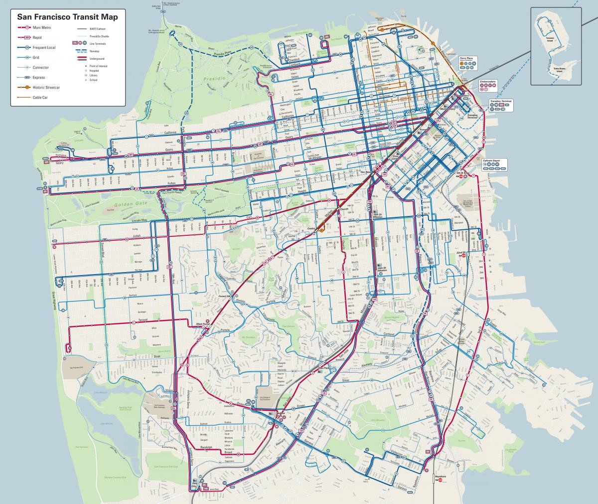 San Francisco bus lines map