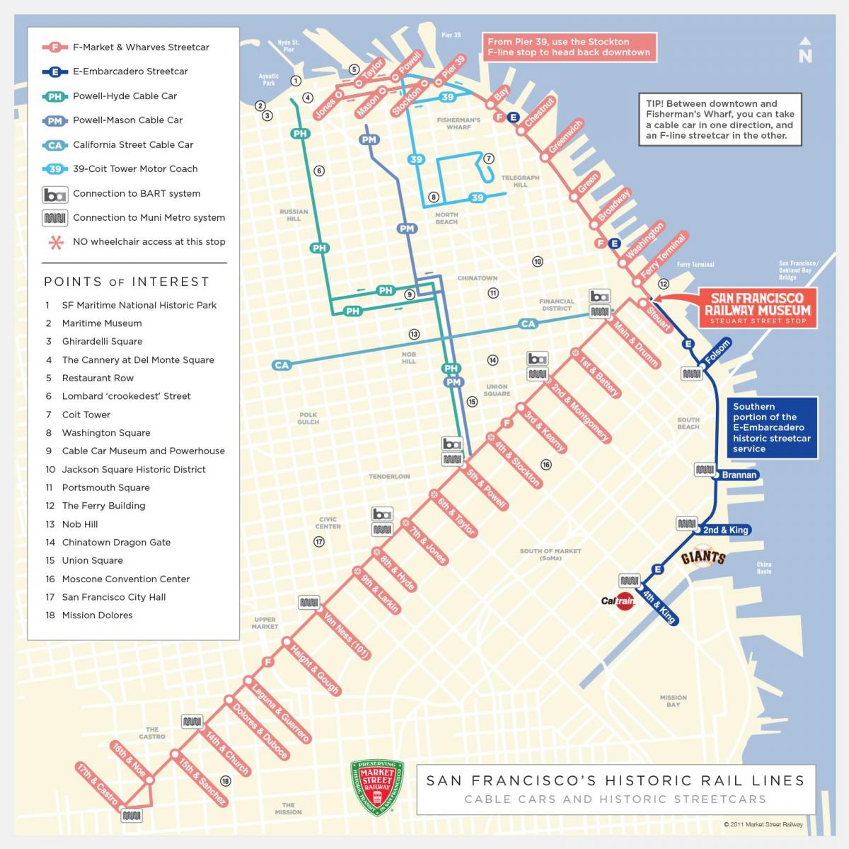 San Francisco cable car schedule map