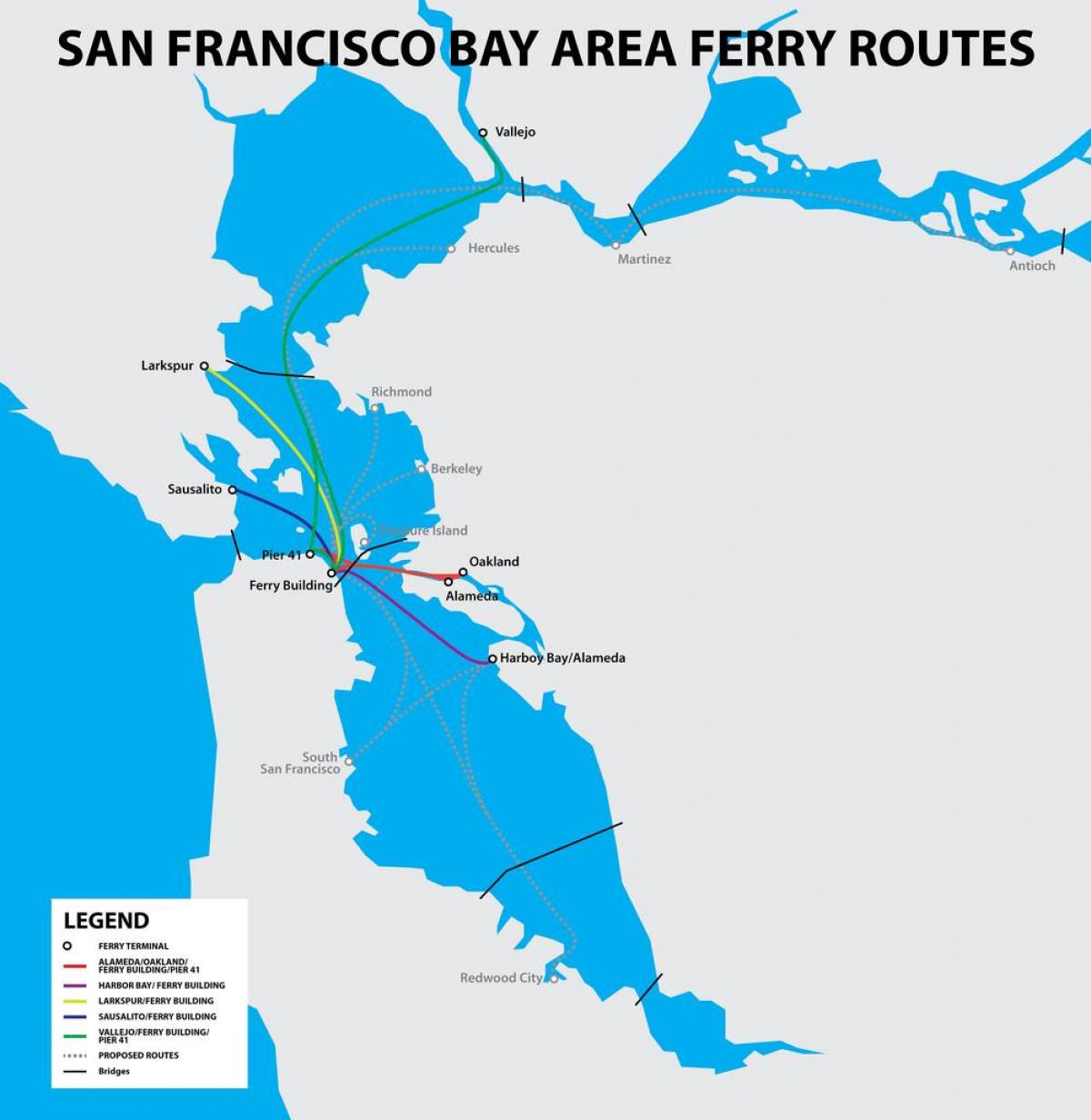 San Francisco bay ferry map
