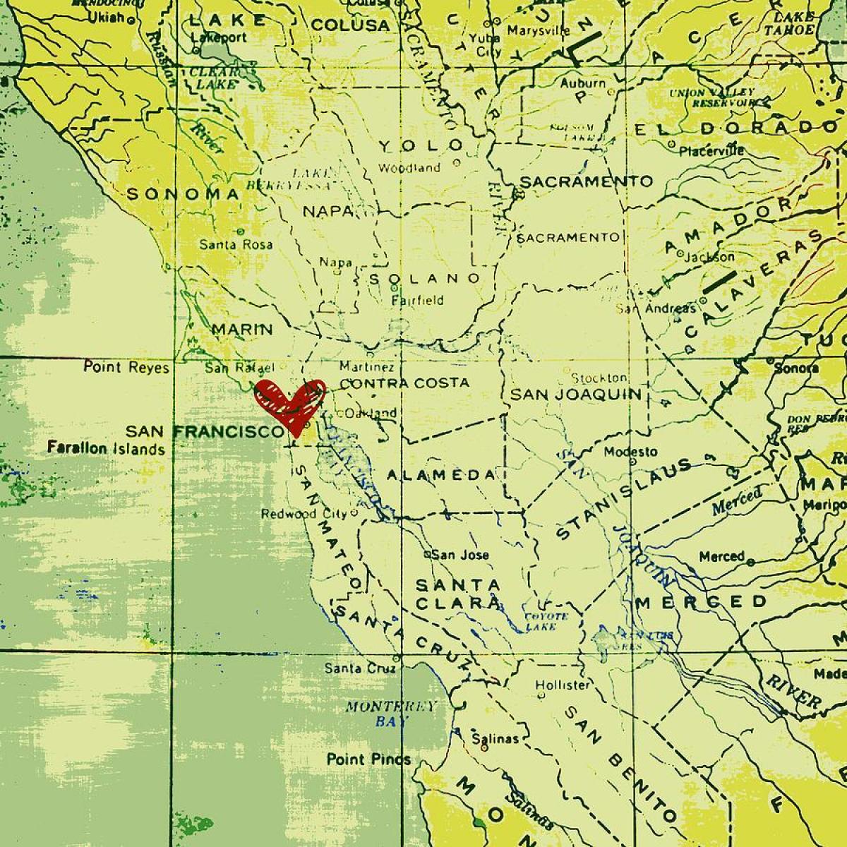 hearts in San Francisco map