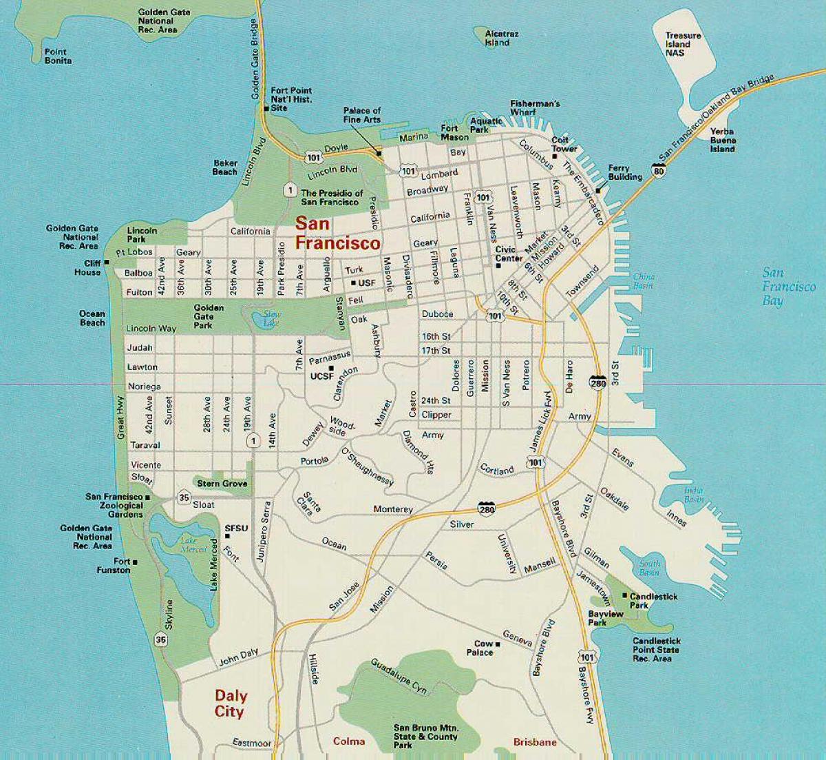 Map of San Francisco main attractions