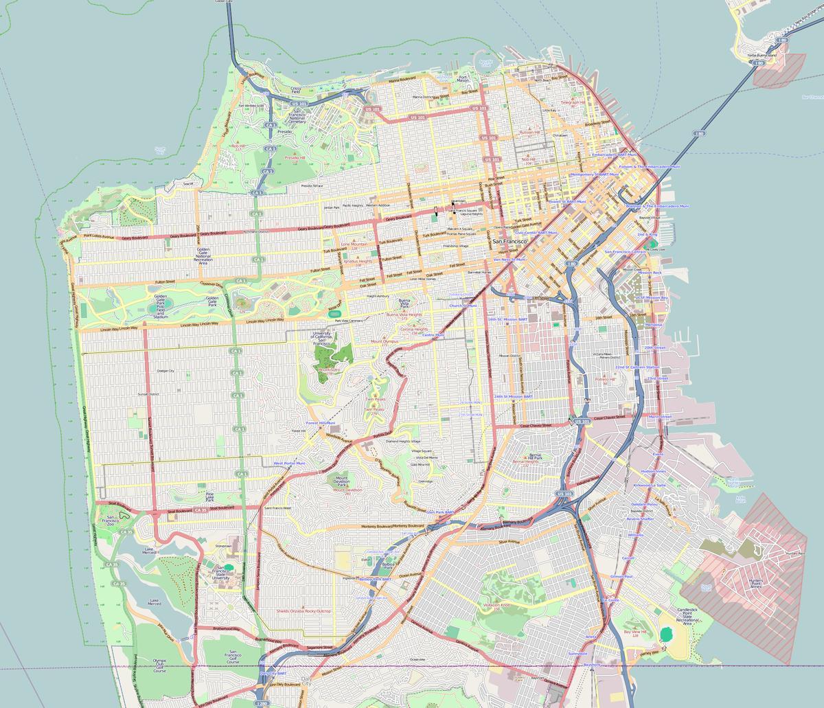 Map of San Francisco outline