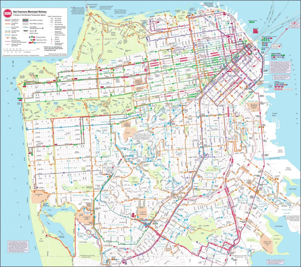 Map of San Francisco municipal railway