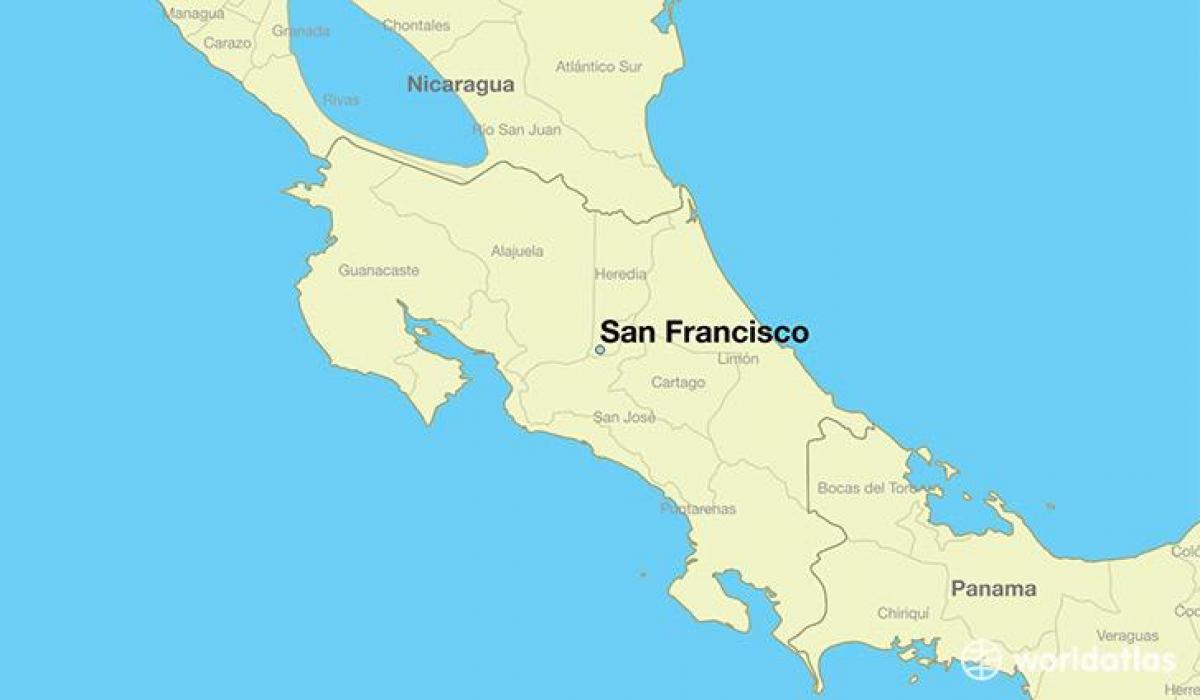 Map of San Francisco on a world