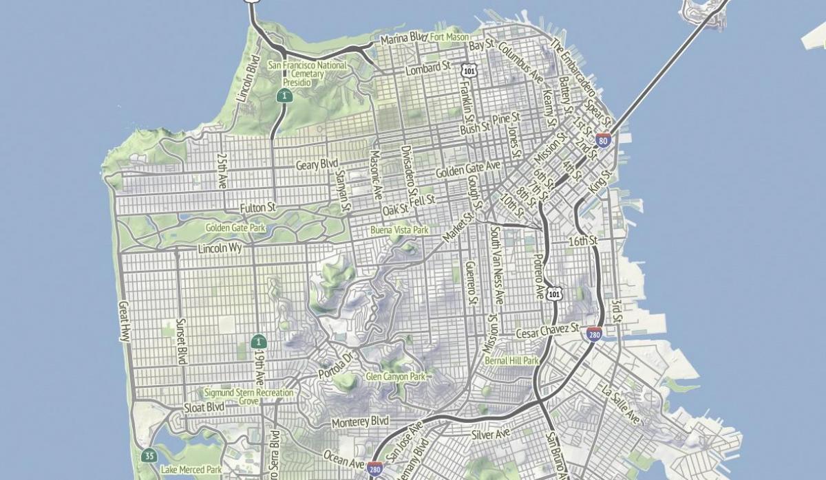 Map of San Francisco terrain