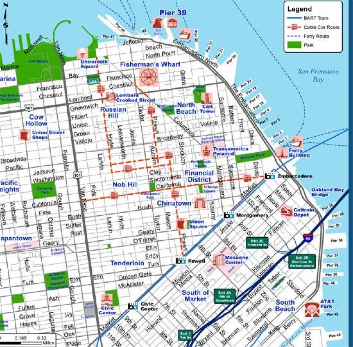 San Francisco tourist map - San Francisco city map tourist (California 