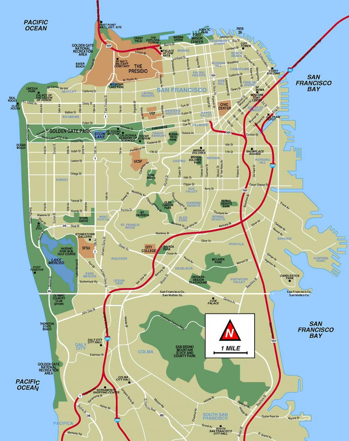 San Francisco Tourist Spots Map San Francisco Places To Visit