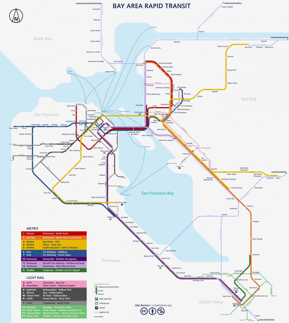 San Francisco subway system map