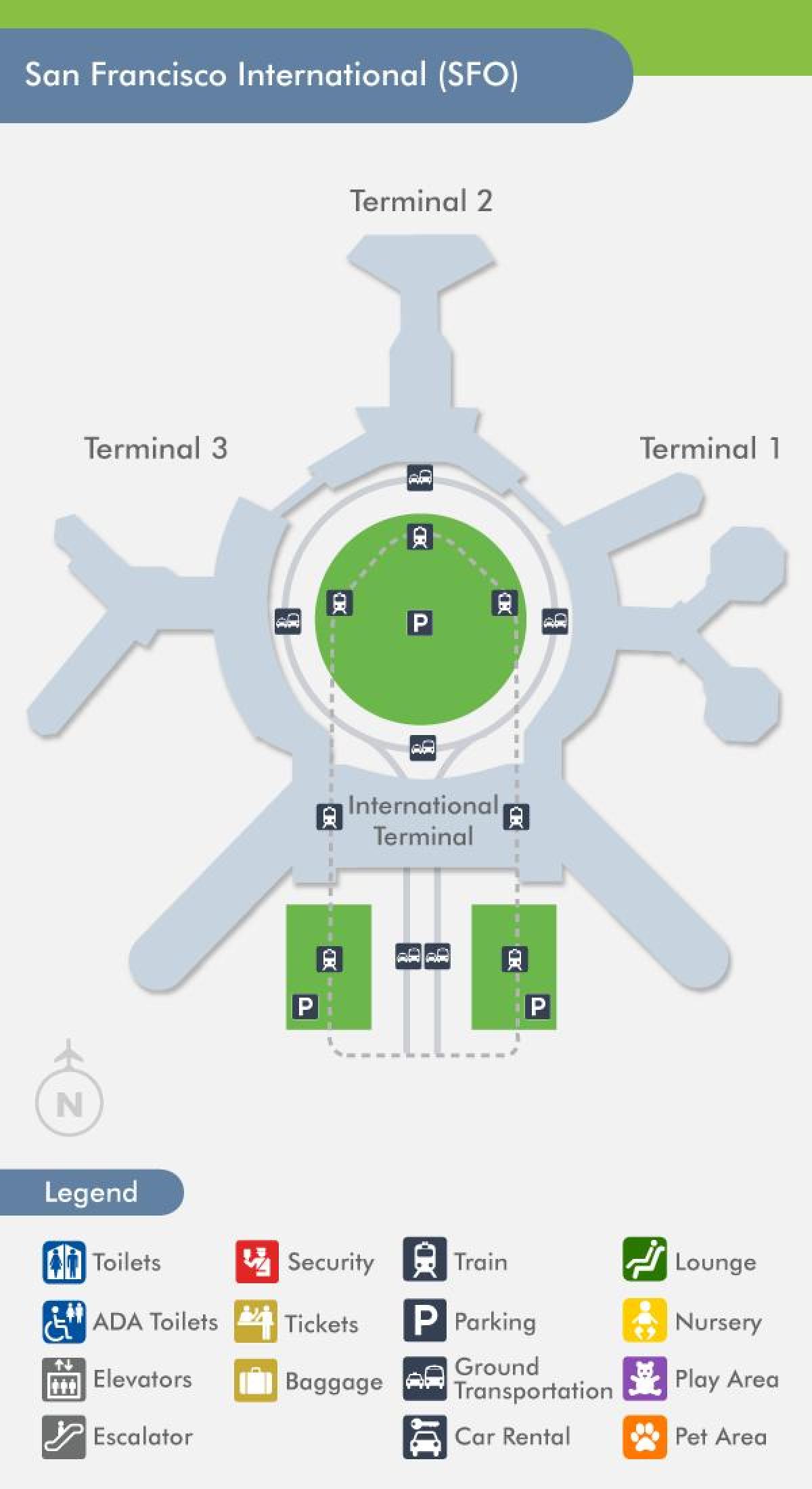 Map of SFO airport terminal 1