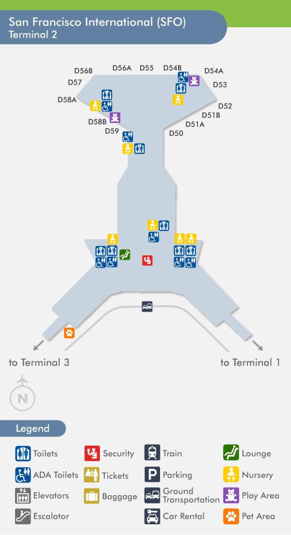 SFO Terminal 2 Map San Francisco Airport Terminal 2 Map California   Sfo Terminal 2 Map 