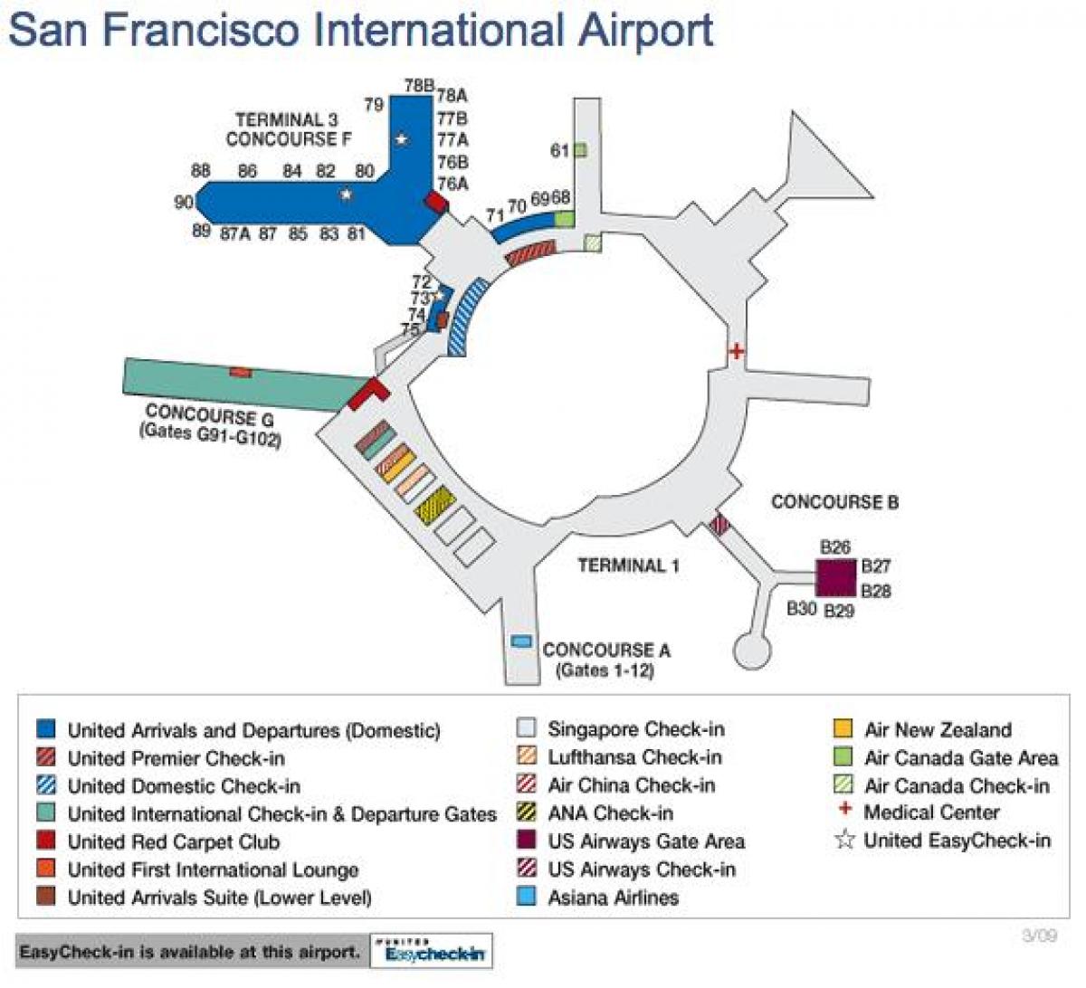 SFO terminal map united - San Francisco airport map united (California ...