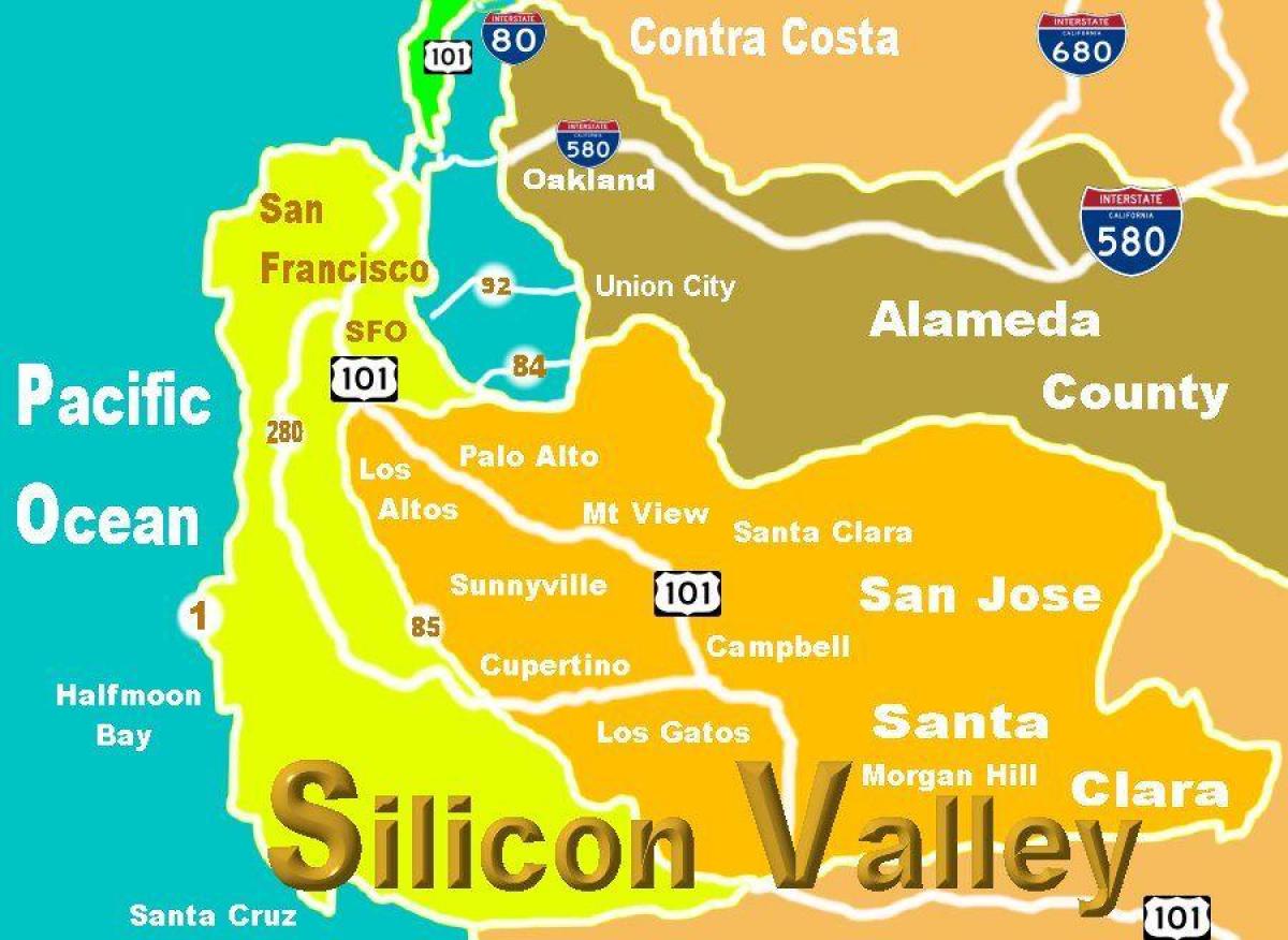 Map of silicon valley location