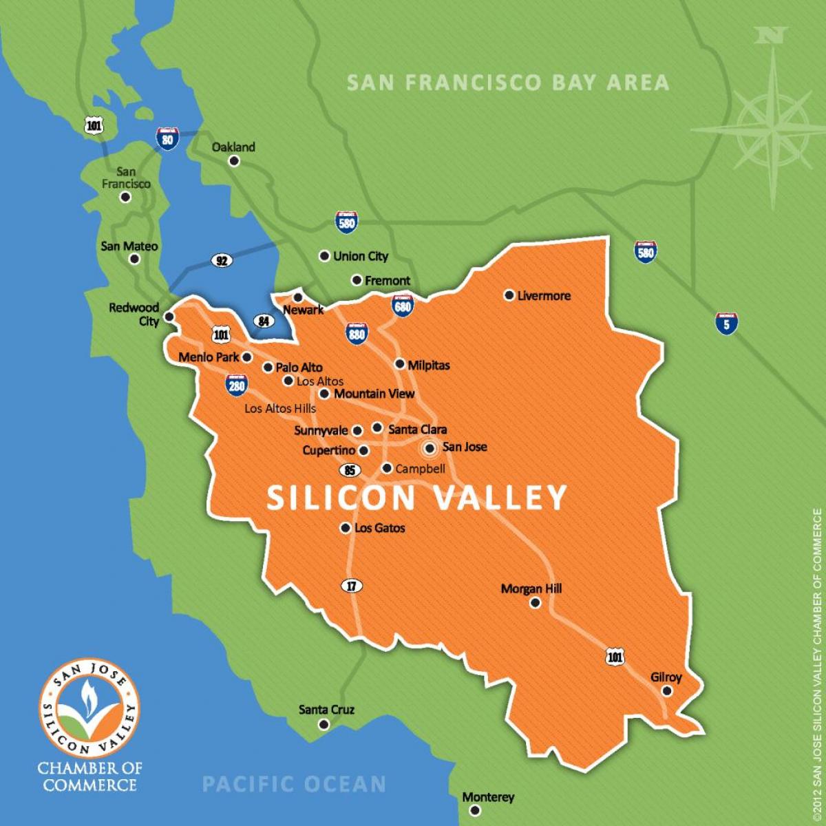 silicon valley in world map