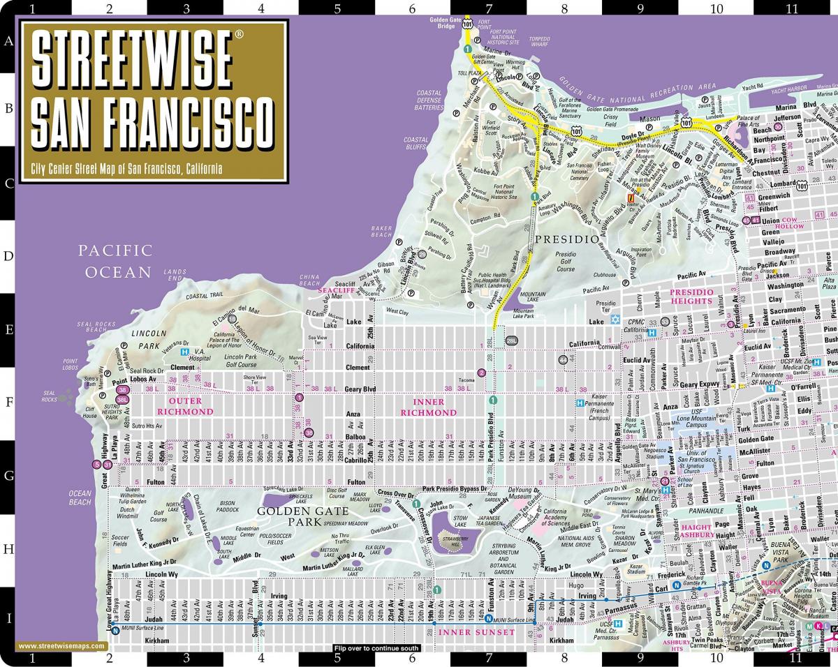 Map of streetwise San Francisco
