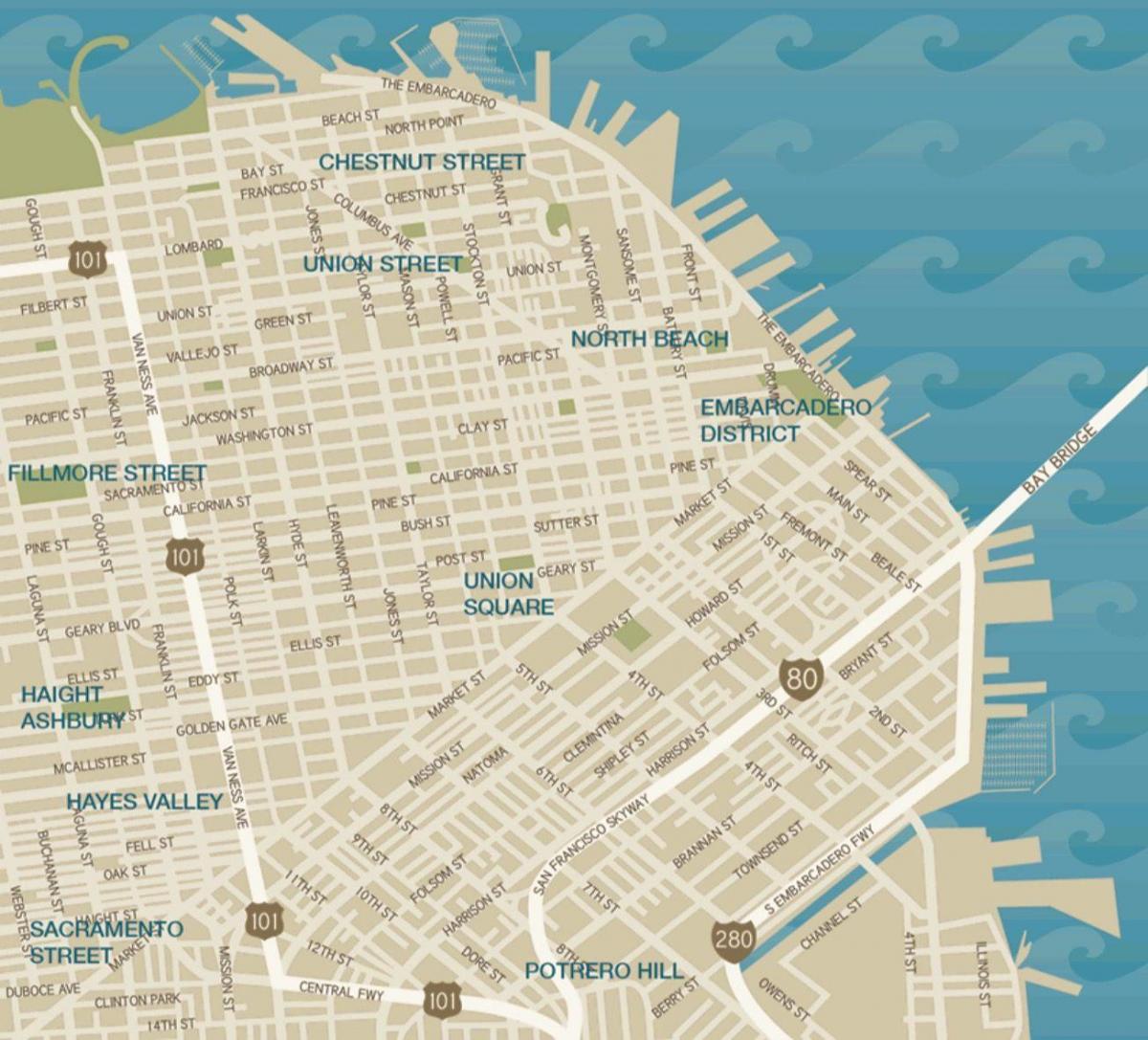 map of downtown San Francisco union square
